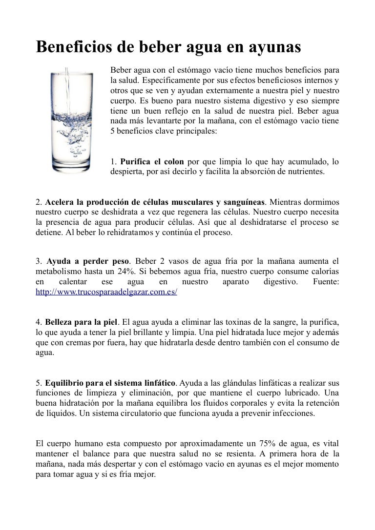 Beber agua ayuda a bajar de peso
